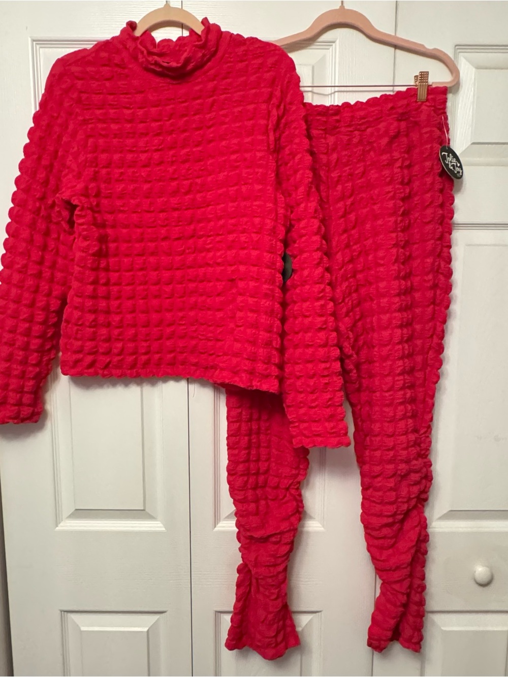 NEW Textured Two-Piece Set- Hot Pink